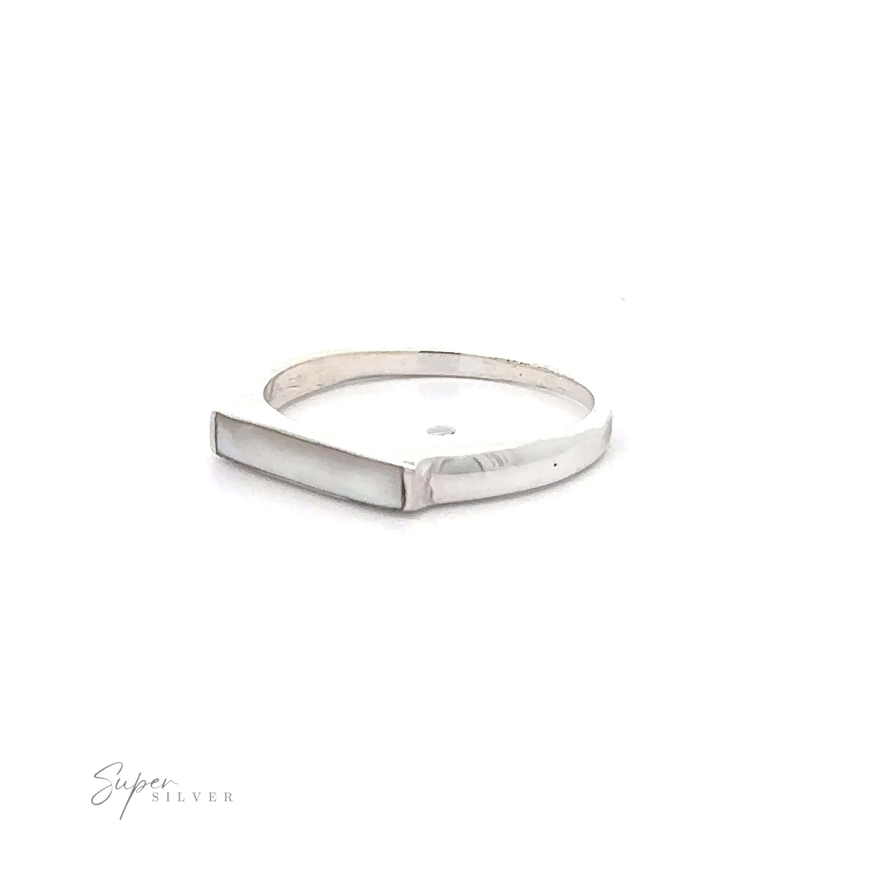 Inlay Stone Rectangle Signet Ring