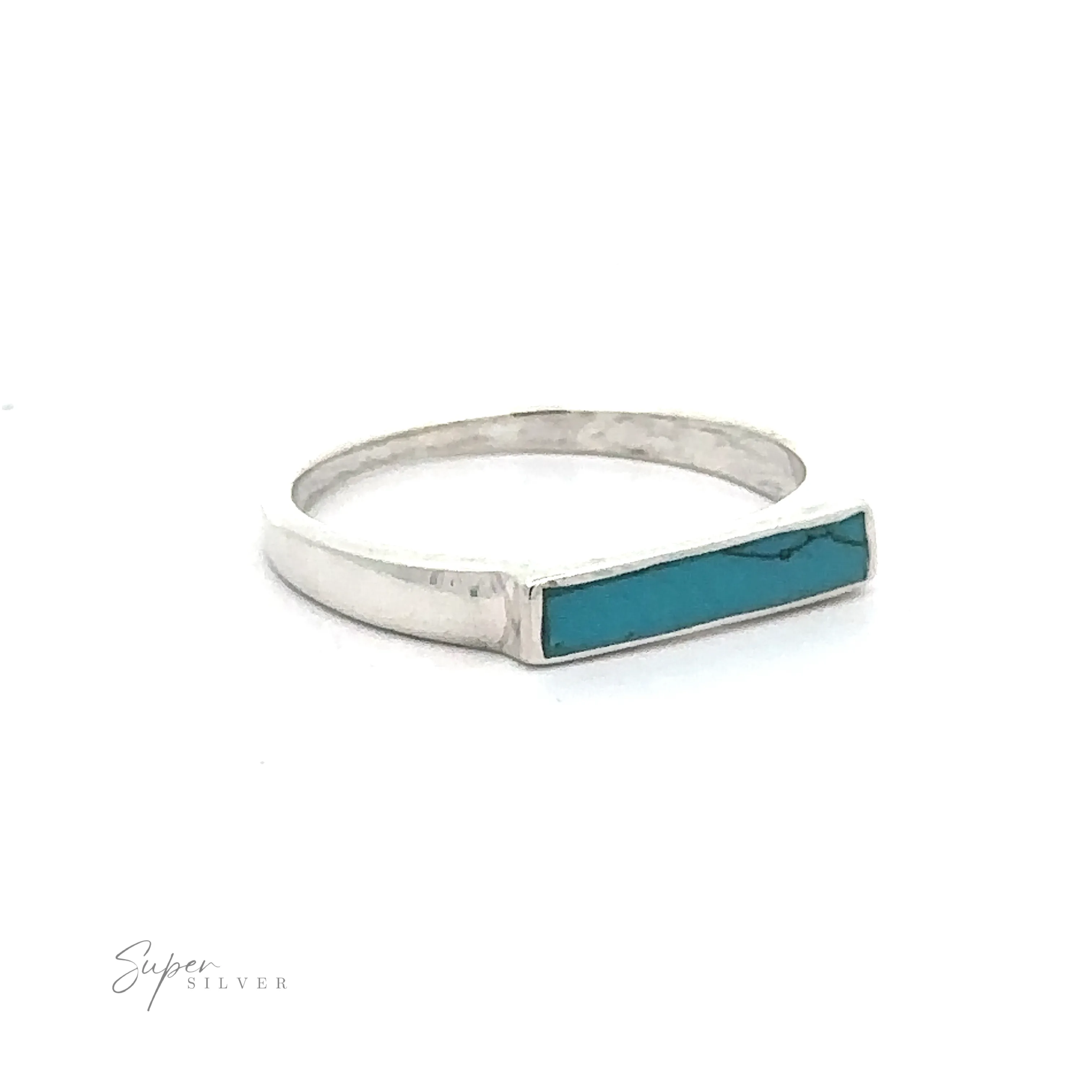 Inlay Stone Rectangle Signet Ring