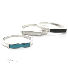 Inlay Stone Rectangle Signet Ring