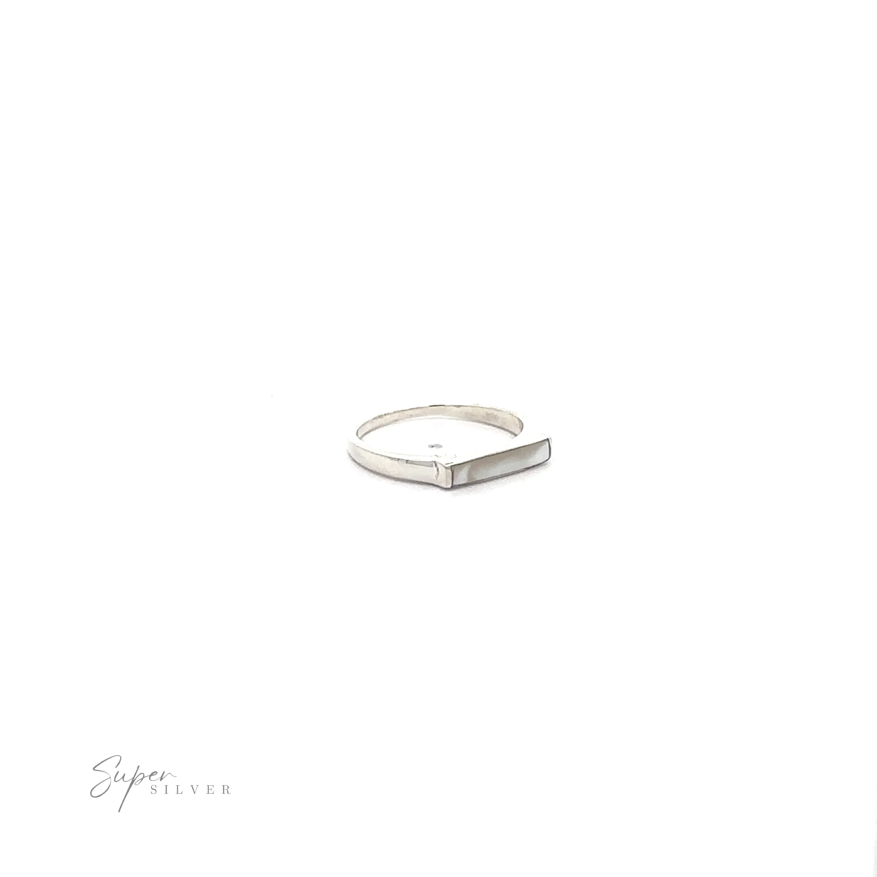 Inlay Stone Rectangle Signet Ring