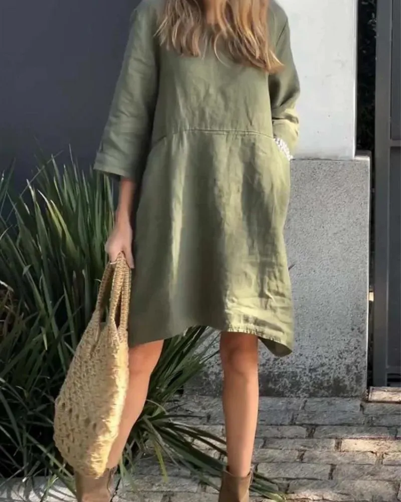 Ivyshape | Casual Cotton And Linen Dress