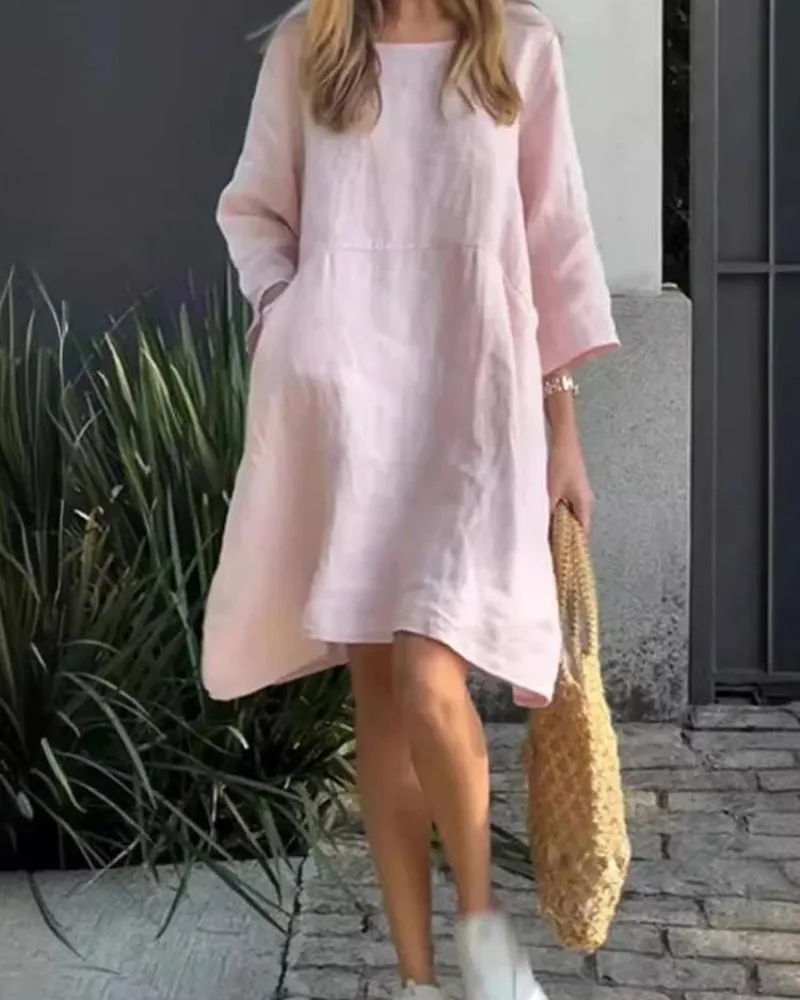 Ivyshape | Casual Cotton And Linen Dress