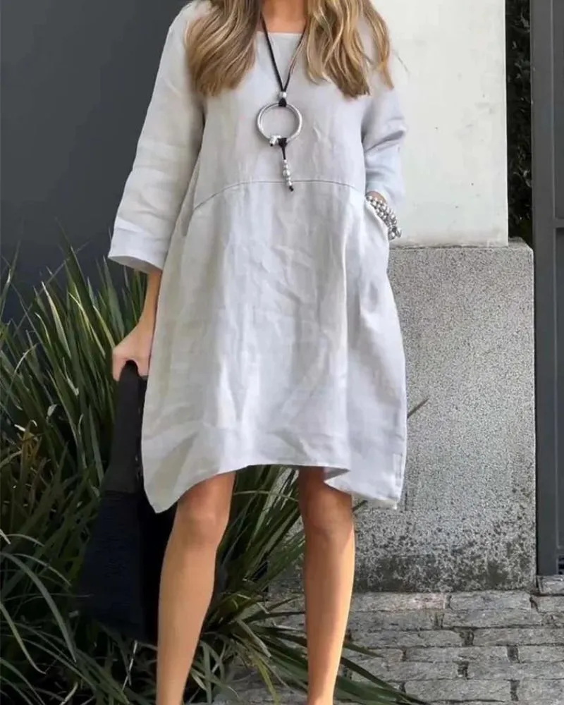 Ivyshape | Casual Cotton And Linen Dress