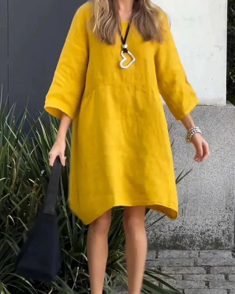 Ivyshape | Casual Cotton And Linen Dress