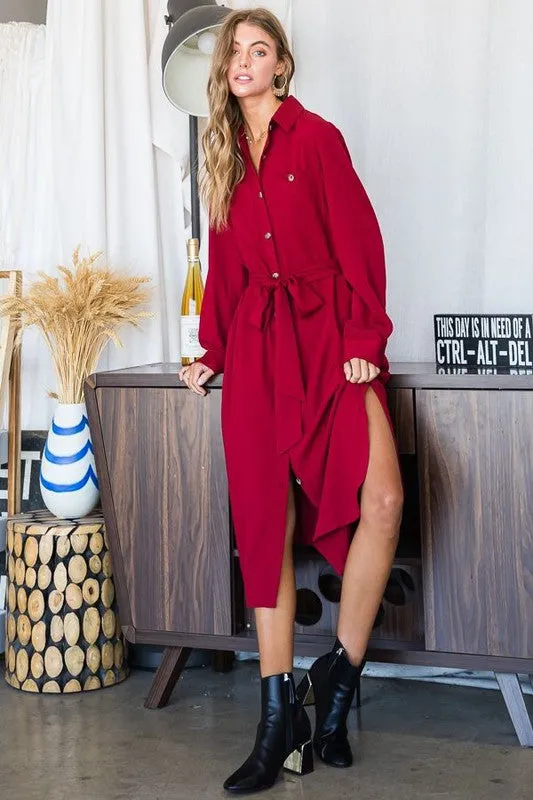 JADE by JANE Long Button down Plus-size Shirt Dress