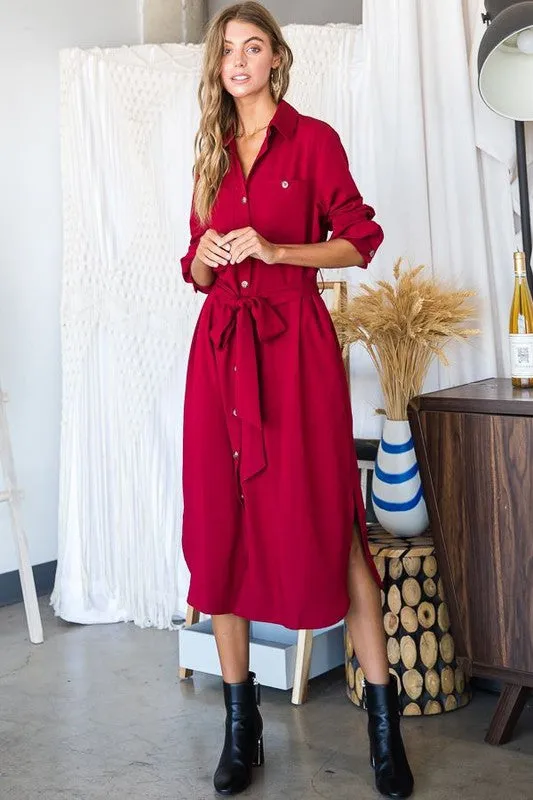 JADE by JANE Long Button down Plus-size Shirt Dress