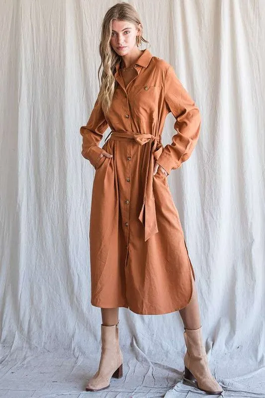 JADE by JANE Long Button down Plus-size Shirt Dress