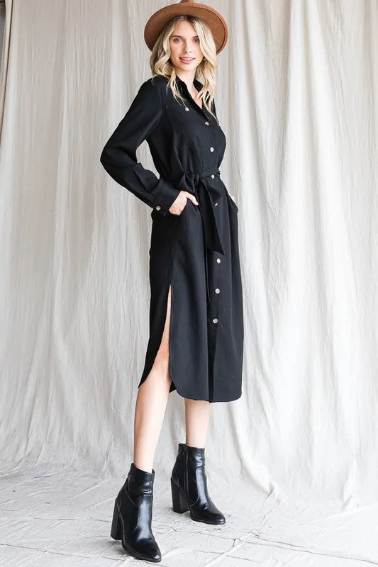 JADE by JANE Long Button down Plus-size Shirt Dress