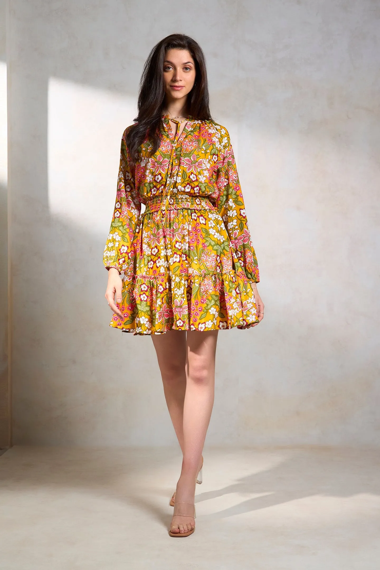 Juna|Smocked Floral Dress