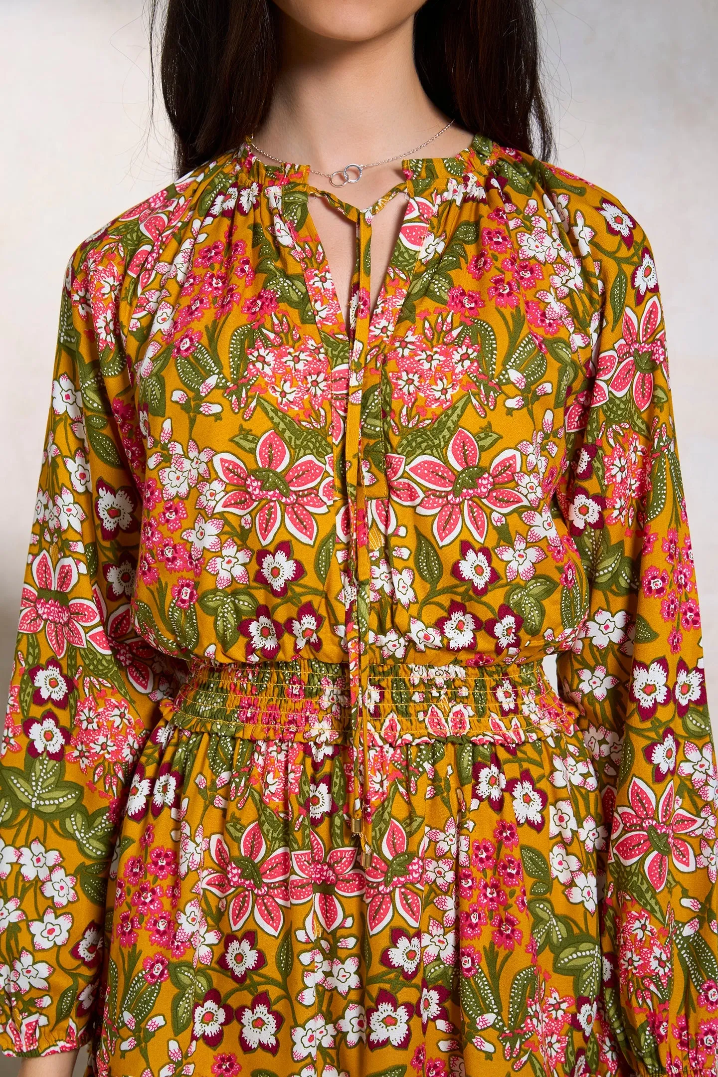 Juna|Smocked Floral Dress