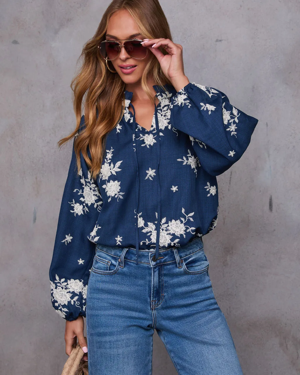 Kadence Neck Tie Floral Blouse