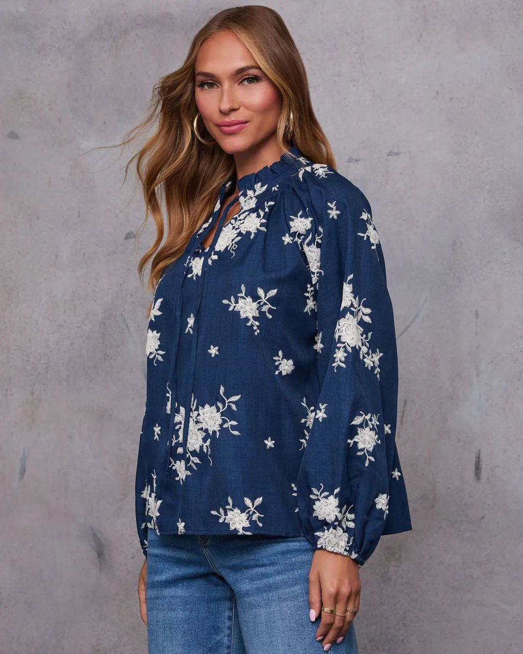 Kadence Neck Tie Floral Blouse