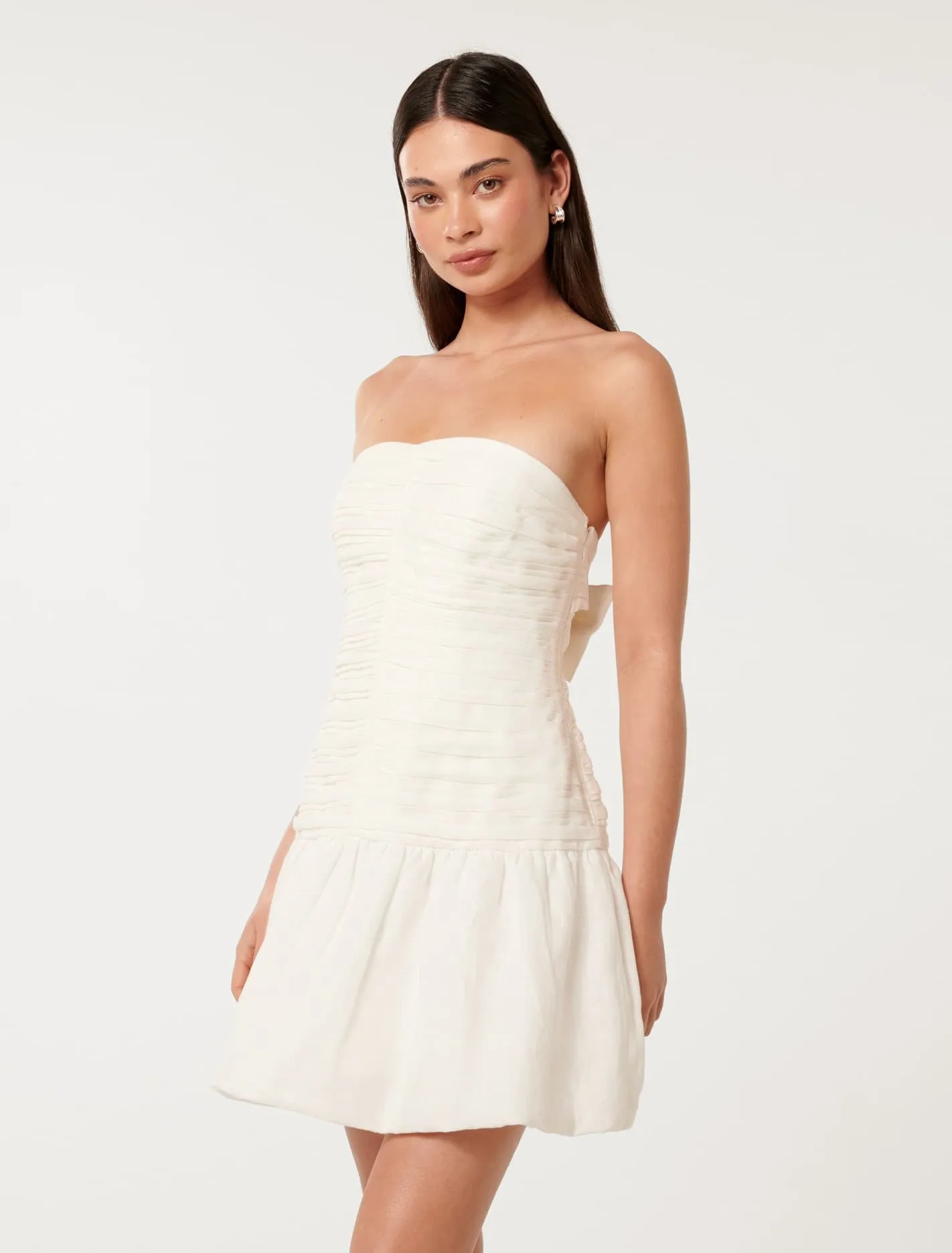 Kaia Ruched Bubble Hem Mini Dress