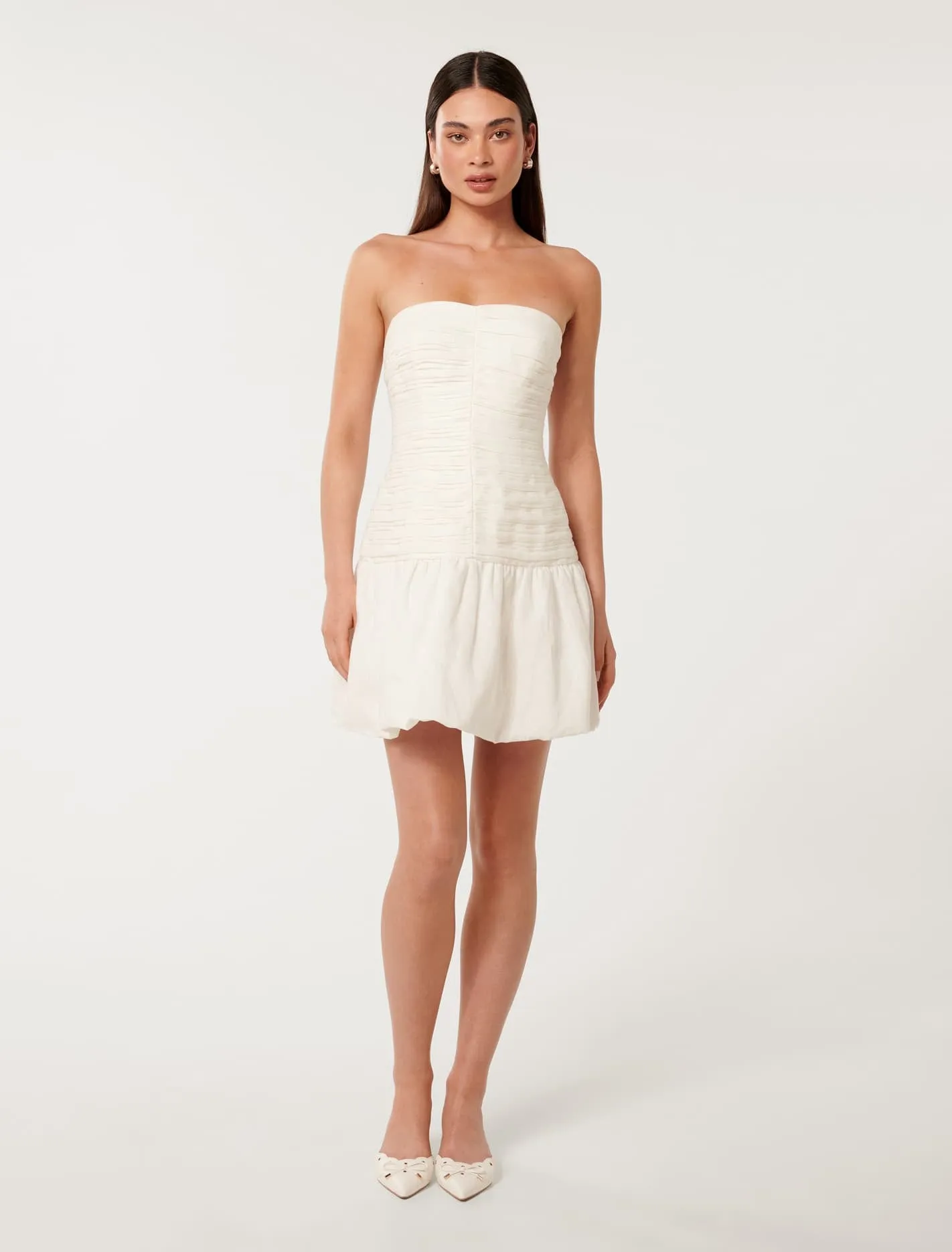 Kaia Ruched Bubble Hem Mini Dress