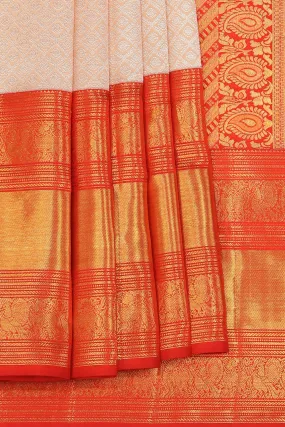 Kanchipattu Brocade Ivory Off-White Saree