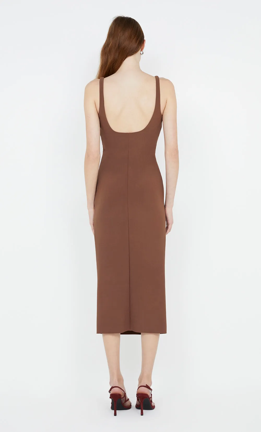 KARINA TUCK MIDI DRESS - CHOCOLATE