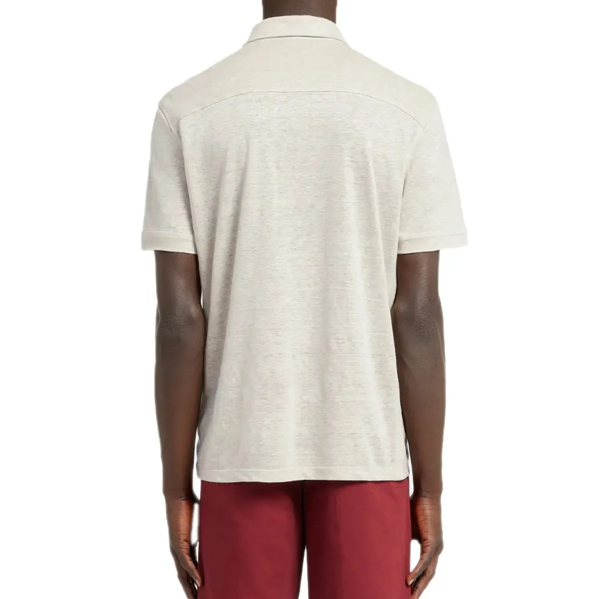 Light Beige Short Sleeve Linen Polo Shirt