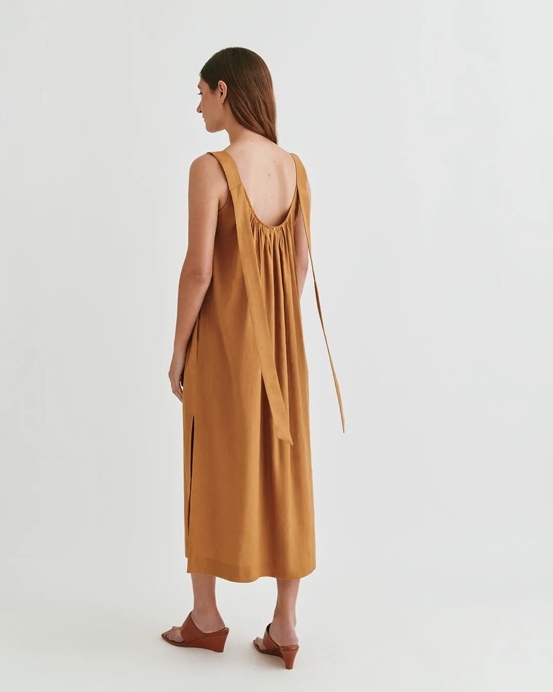 Linen Gathered Back Dress