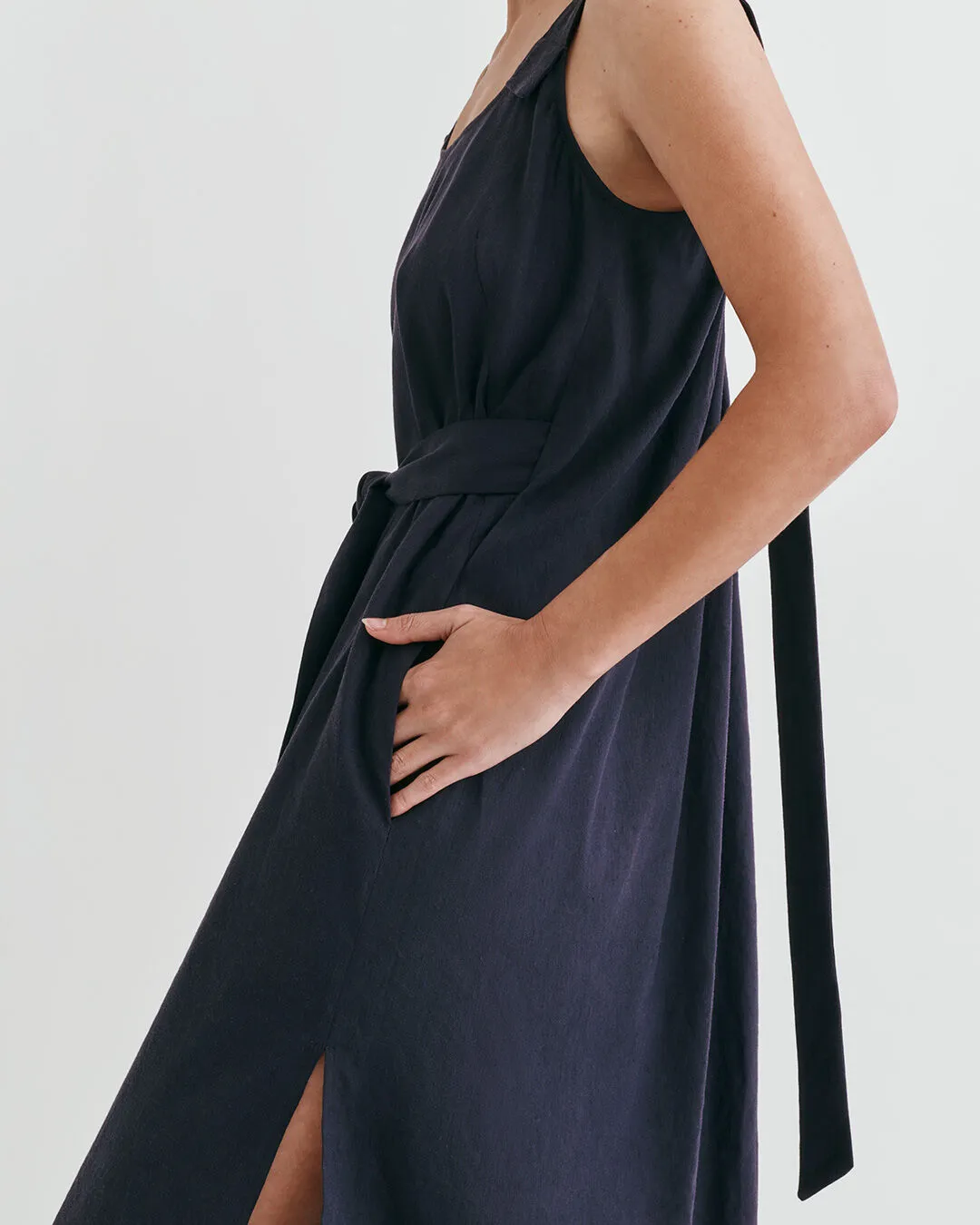 Linen Gathered Back Dress