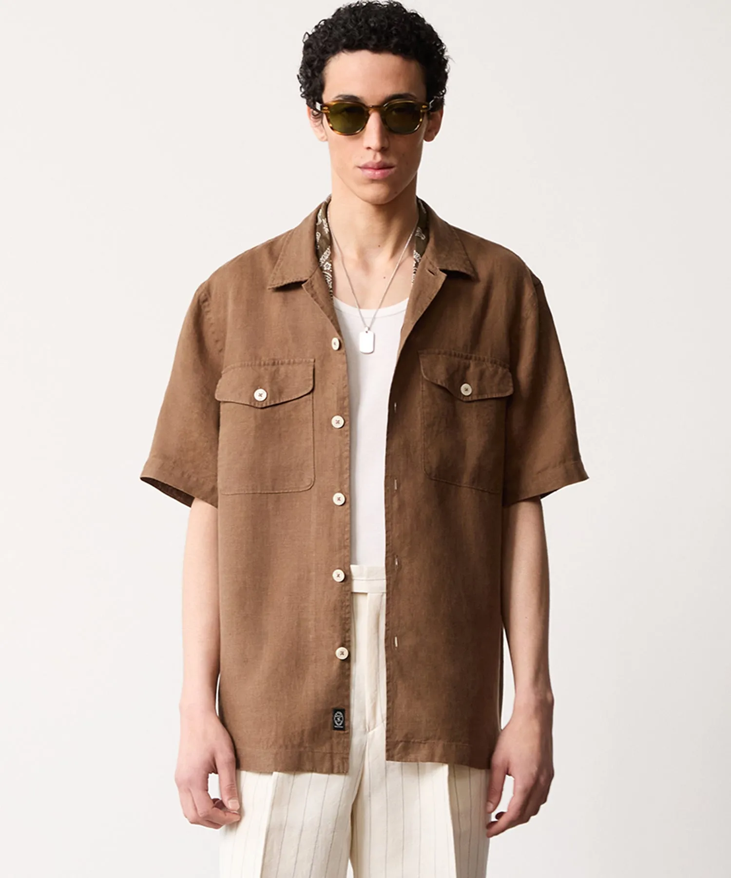 Linen Panama Shirt in Hopsack