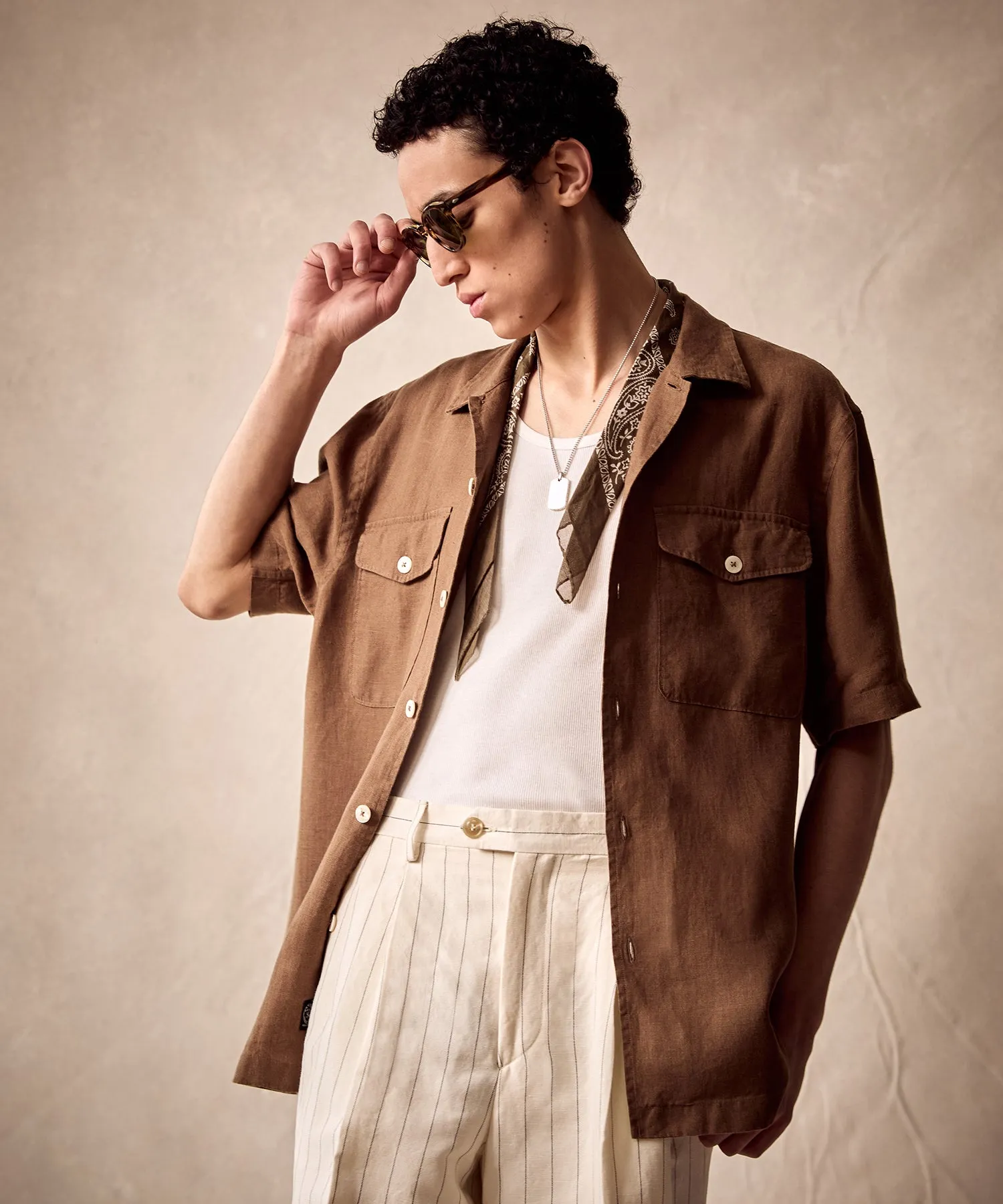 Linen Panama Shirt in Hopsack