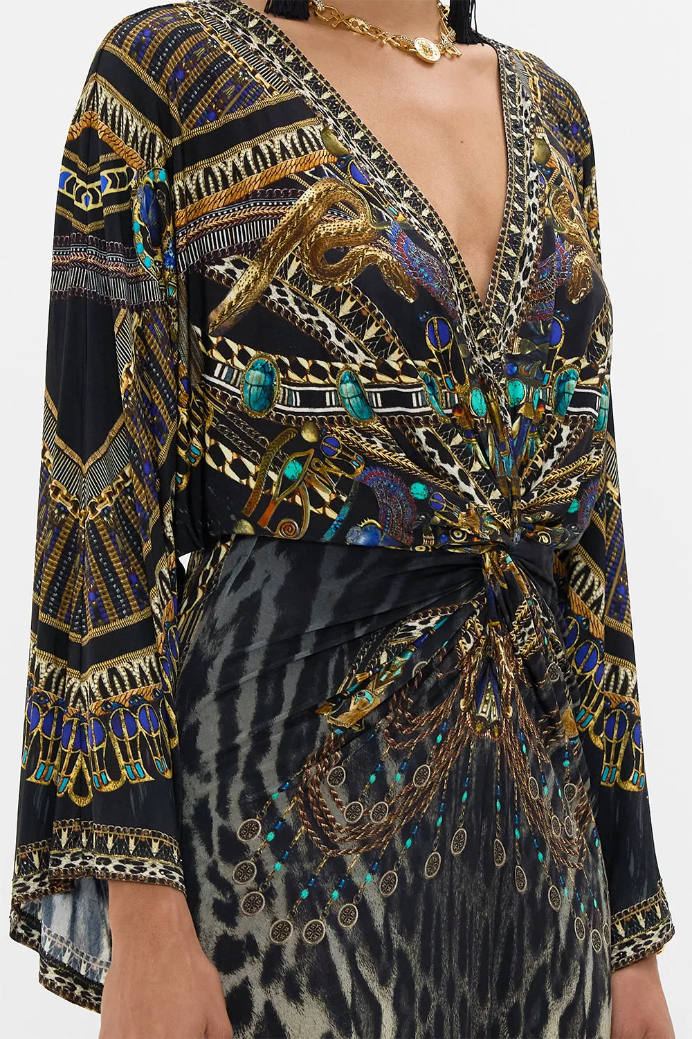 LONG SPLIT FRONT TWIST DRESS CAT WORSHIP