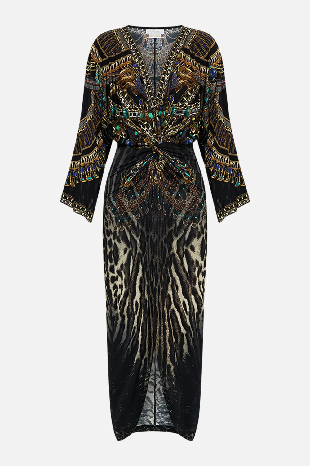 LONG SPLIT FRONT TWIST DRESS CAT WORSHIP