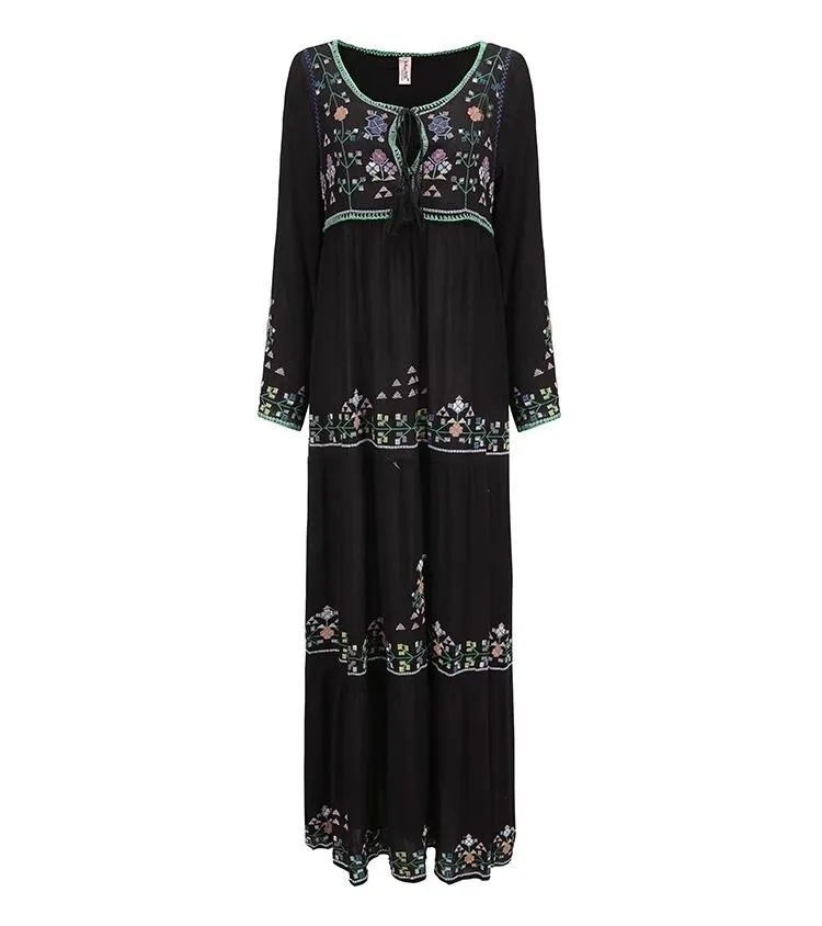 Luna Boho Embroidered Maxi Dress