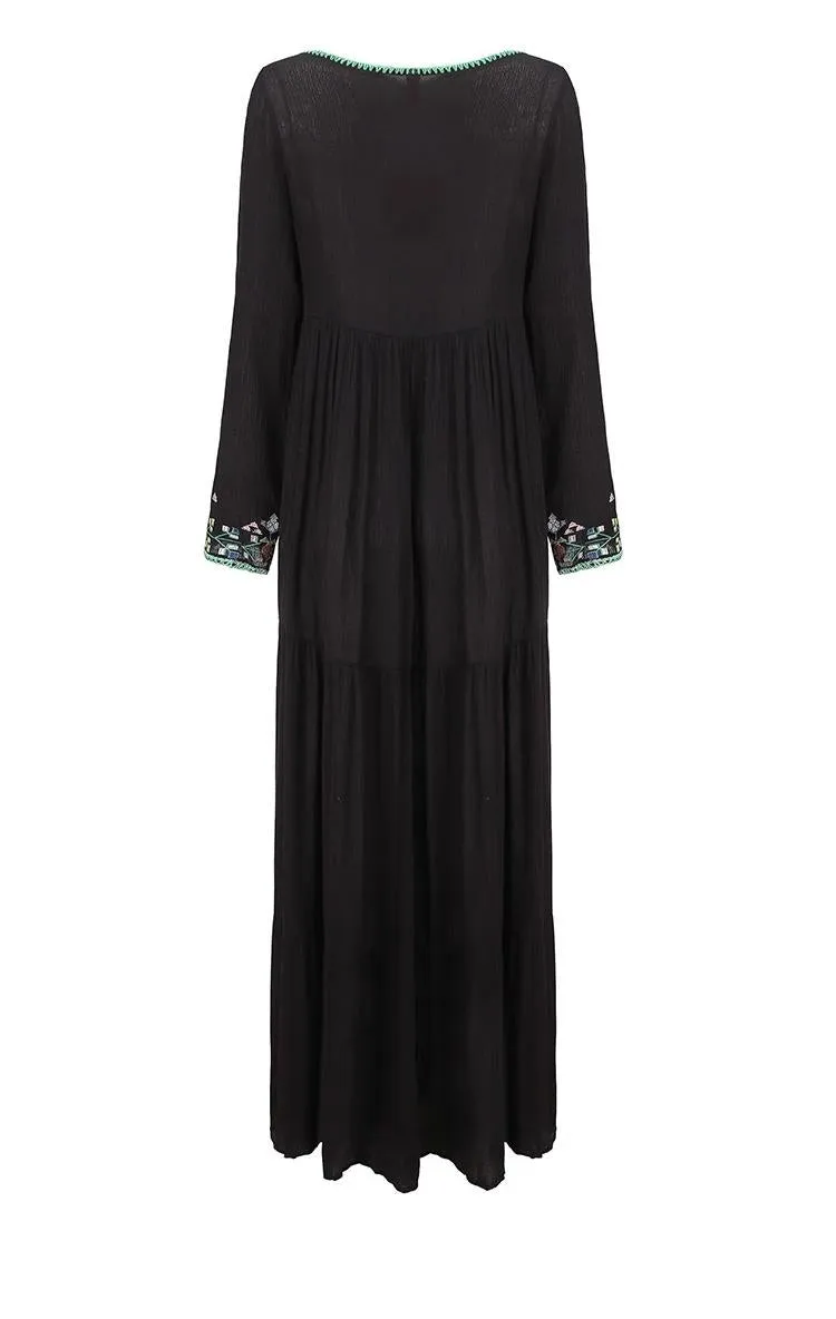 Luna Boho Embroidered Maxi Dress