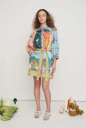 Magali Balloon Sleeve Patchwork Mini Dress
