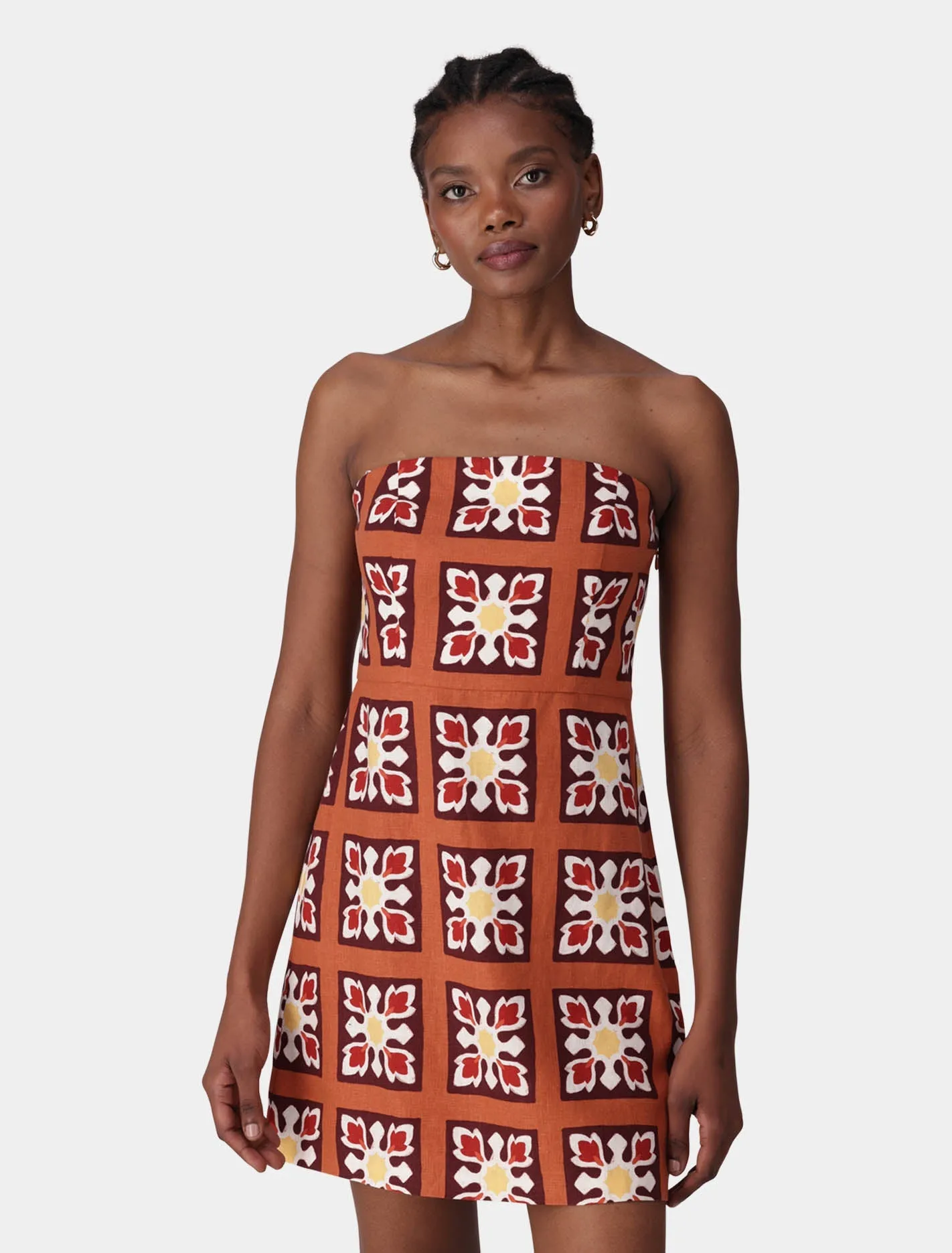 Maggie Linen Strapless Mini Dress