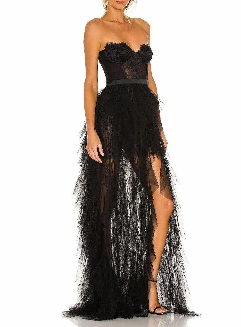 Maria Sweetheart Tulle Tiered Prom Maxi Dress
