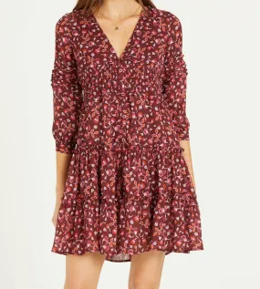 MARIE TIERED DRESS MULBERRY SCALLOP