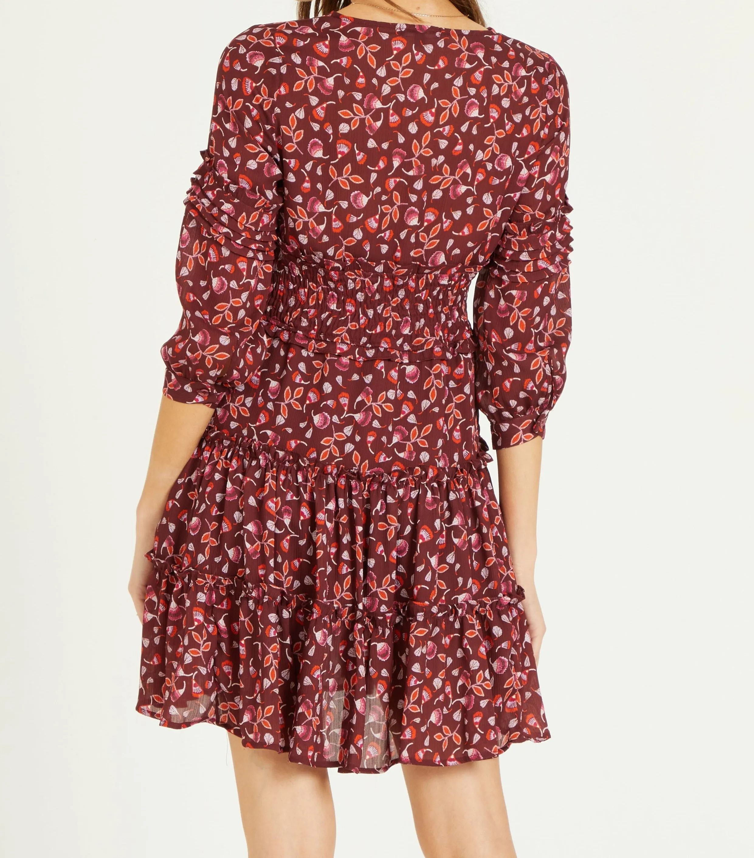 MARIE TIERED DRESS MULBERRY SCALLOP