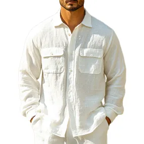 Men's Casual Loose Linen Long-sleeved Shirt 06224331U