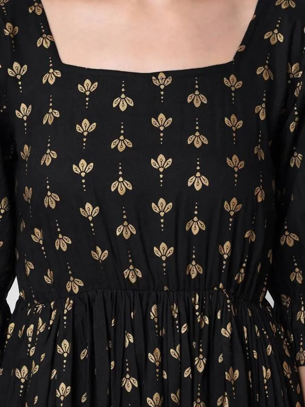 Midnight Elegance Empire Midi Dress