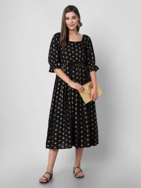 Midnight Elegance Empire Midi Dress