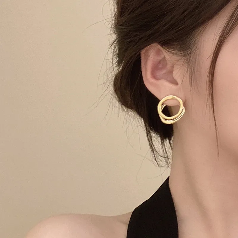 Minimalist Double Circle Earrings