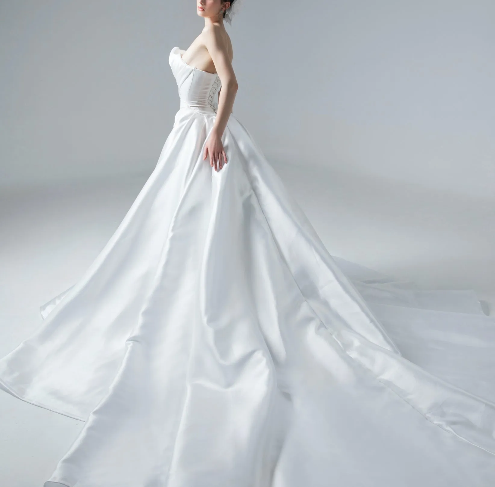 Minimalist Strapless Satin Gown