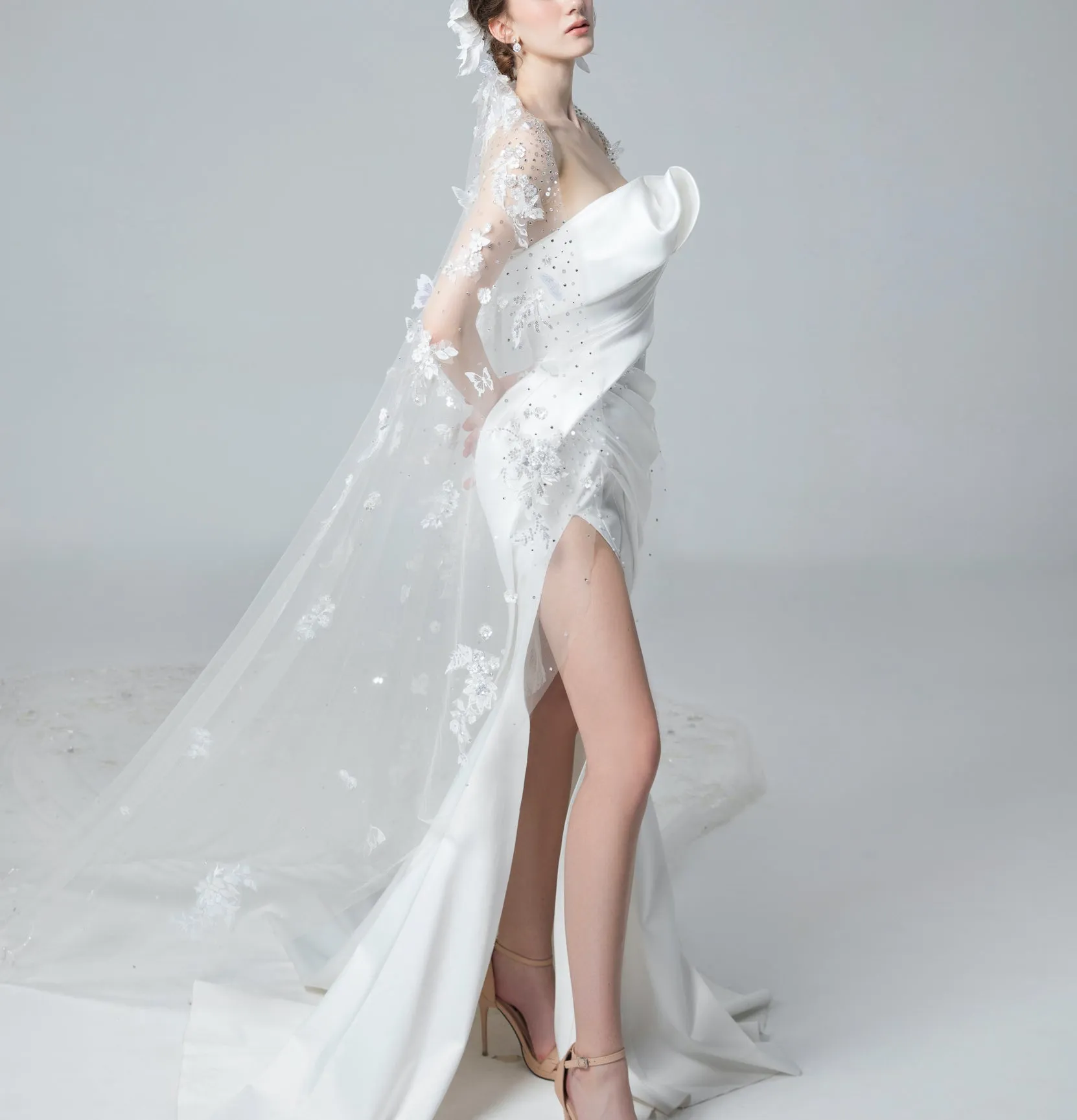 Minimalist Strapless Satin Gown