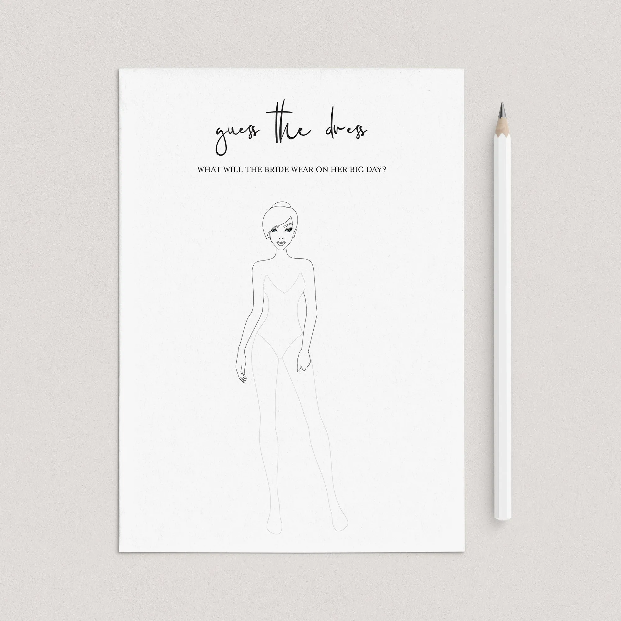 Modern Bridal Shower Activity Guess The Dress Printable