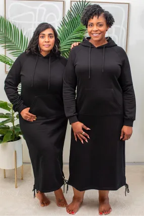 MODEST SWEAT DRESS-Black
