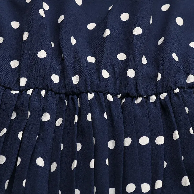 Mom and Daughter Self Tie Ruffle Hem Polka Dot Dress