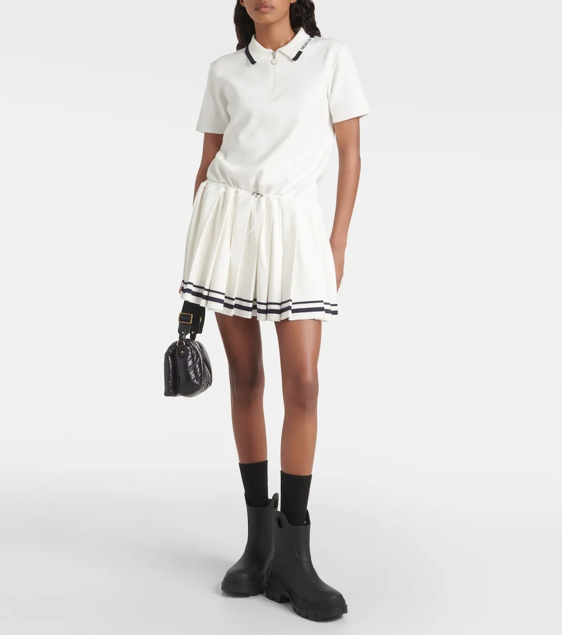 Moncler pleated mini dress, white