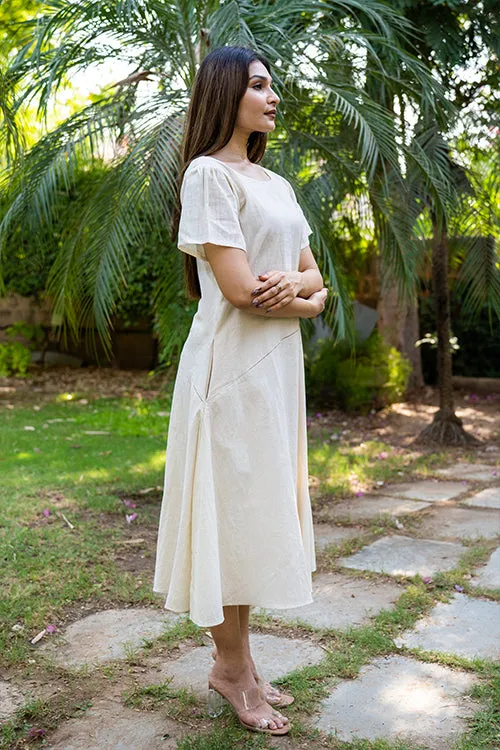Moralfibre  Kora Dress With Translusant Muslin Sleeves & Side Kali
