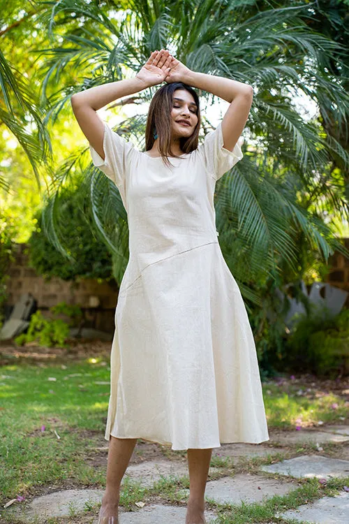Moralfibre  Kora Dress With Translusant Muslin Sleeves & Side Kali