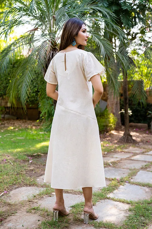 Moralfibre  Kora Dress With Translusant Muslin Sleeves & Side Kali
