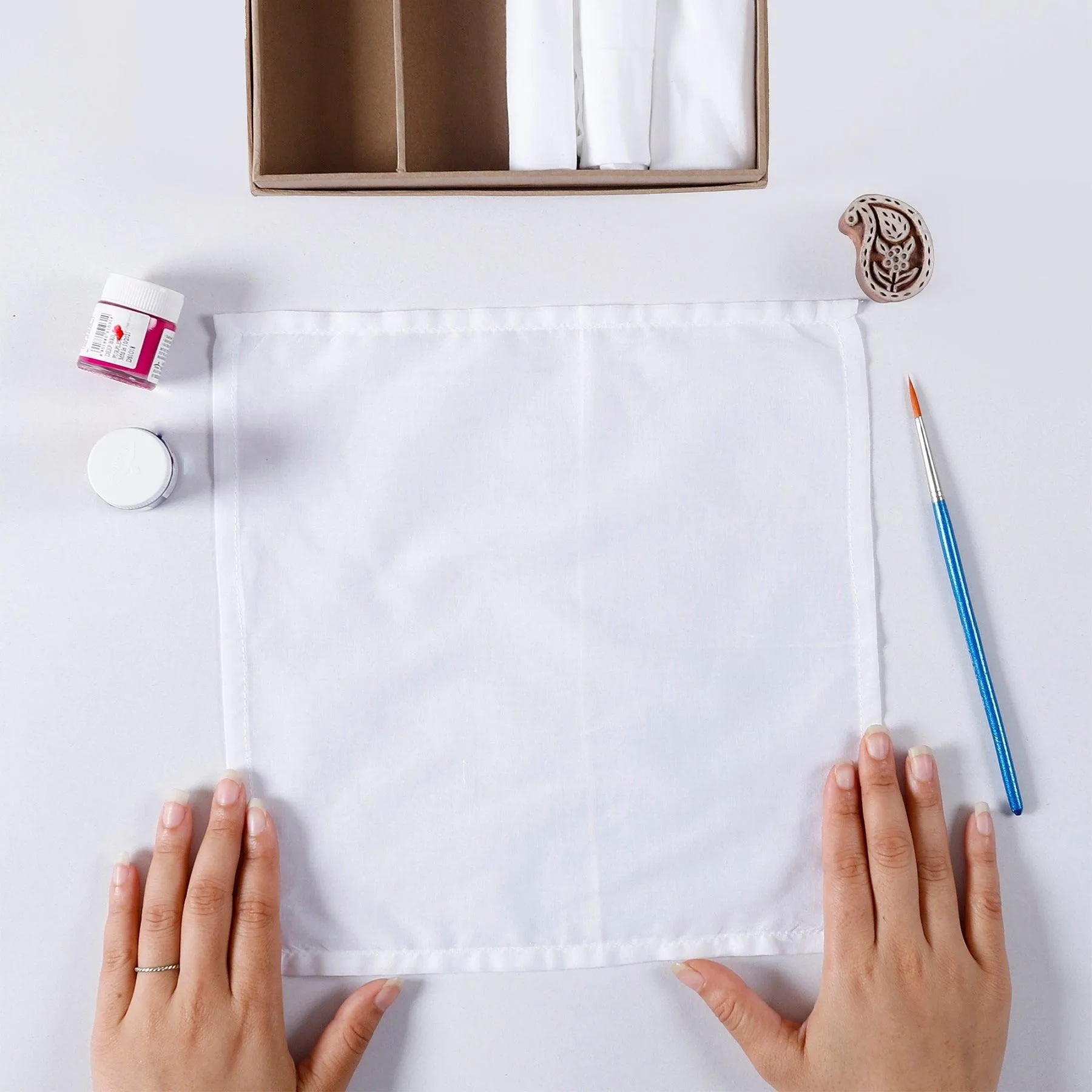 Multicolor DIY Blockprinting Kit for Napkins in Paisely