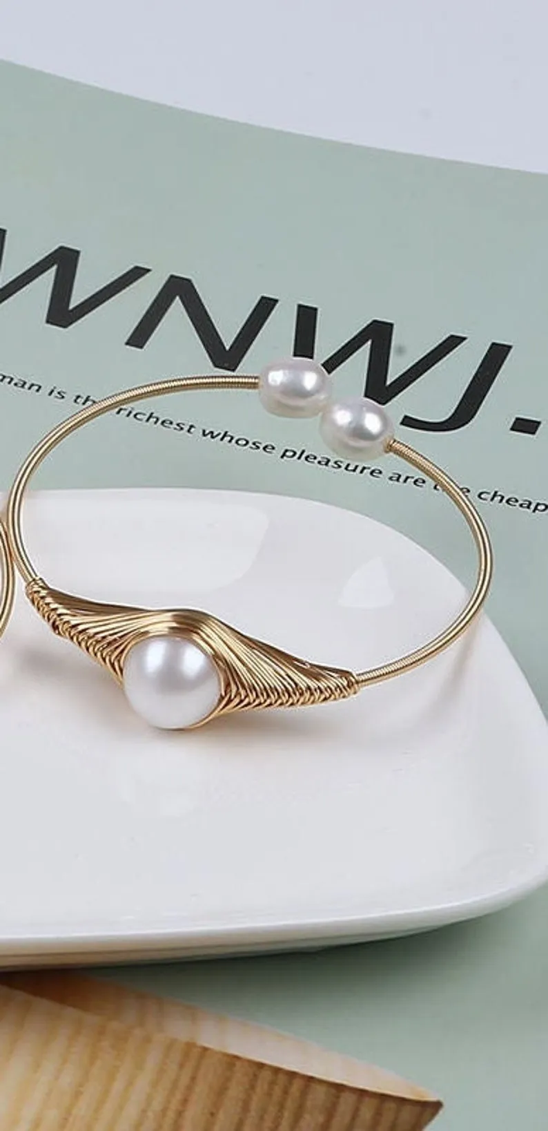 Natural Fresh Water Pearl Cuff Bracelet
