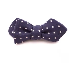 Navy & White Polka Dot Wool Challis Bow Tie
